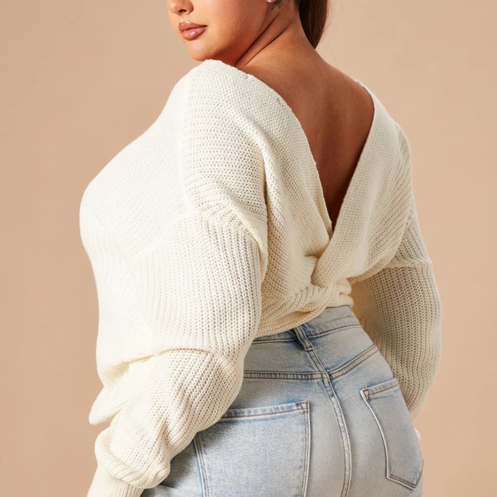 Fashion Nova Mauve Knit Twist-Front Women's Sweater - Picture 3 of 5